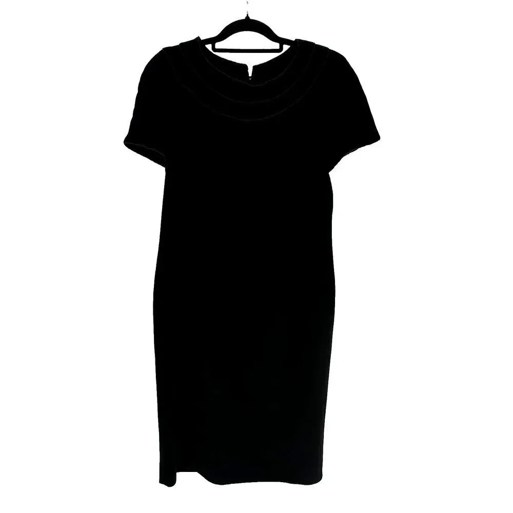 Vintage Cocktail Dress Nipon Boutique Womens Size 14 Black LBD Beaded Timeless - Picture 1 of 10